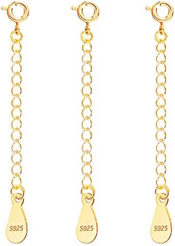 Sterling Silver Necklace Extender Silver Extension for Necklace Extenders 3 Golden Extension Chains